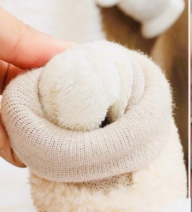 Baby Fur Lined Soft Sole Boots beige color