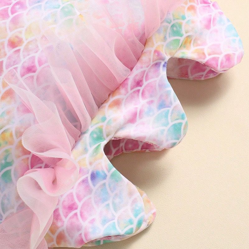 2 pieces set Mermaid outfit + headband for newborn baby pink color