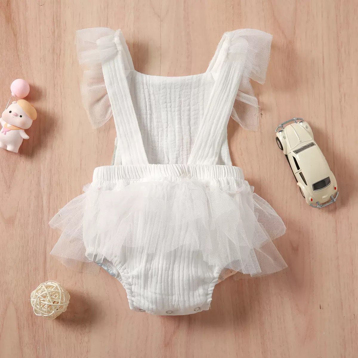 Baby embroidered backless romper dress