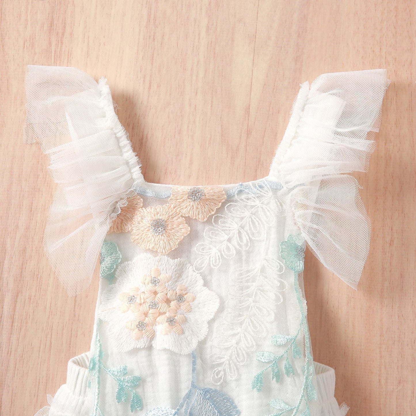 Baby embroidered backless romper dress