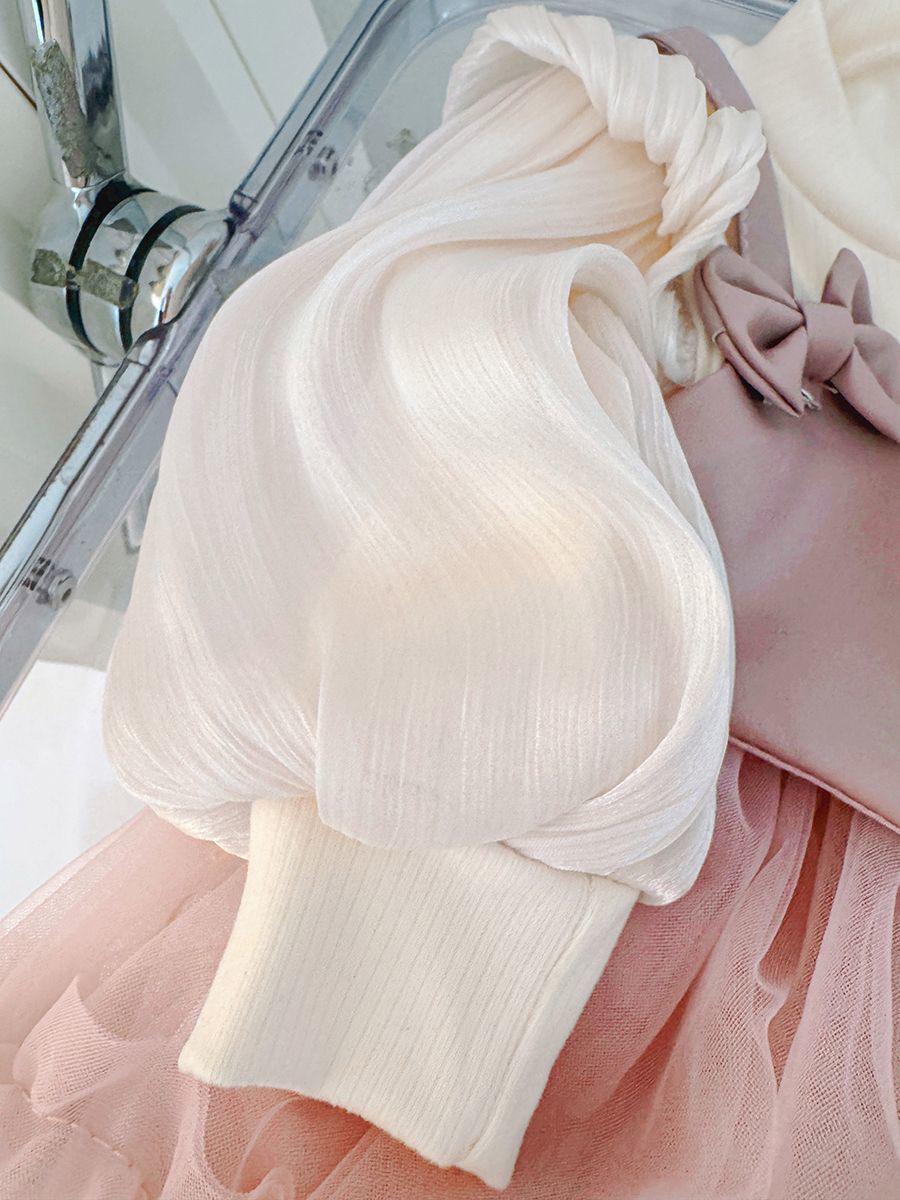 Long sleeve dress with 2 bow knots