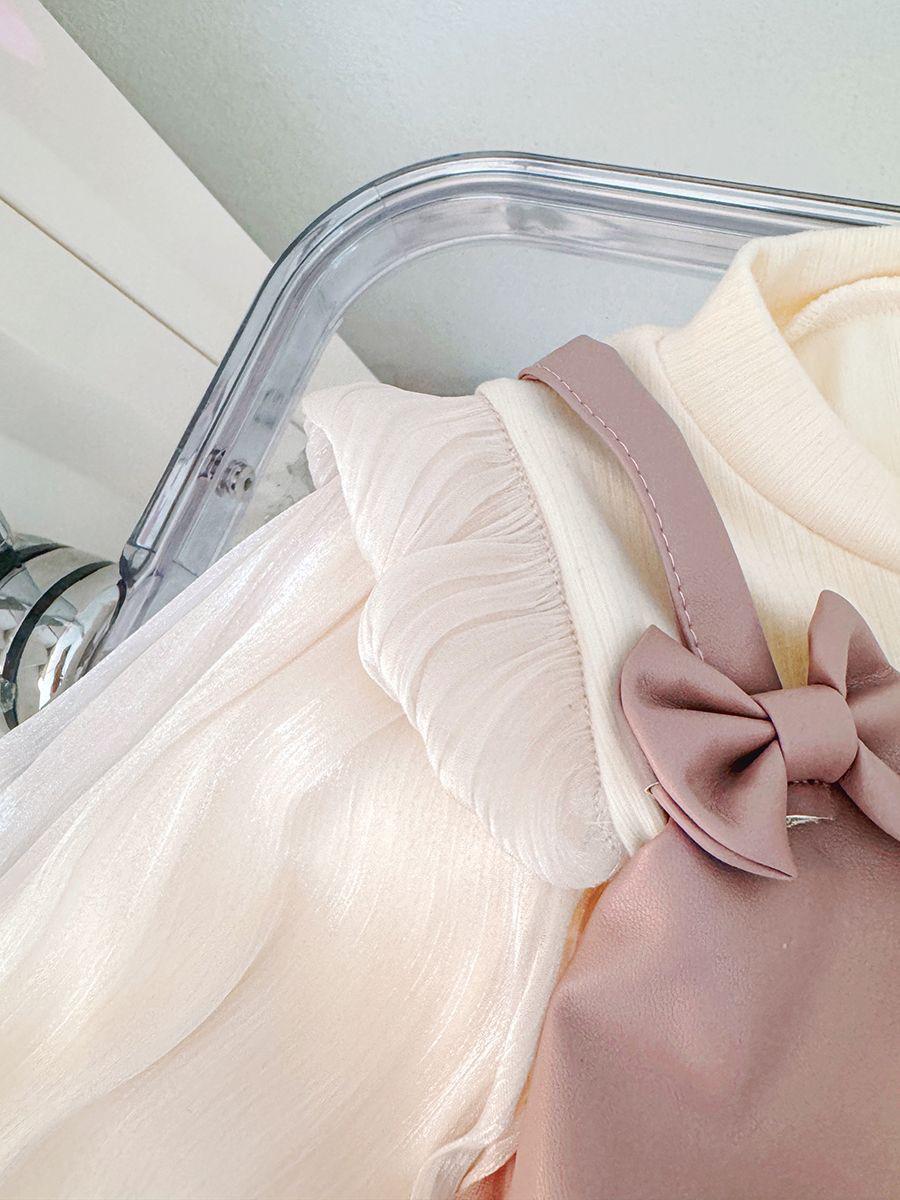 Long sleeve dress with 2 bow knots
