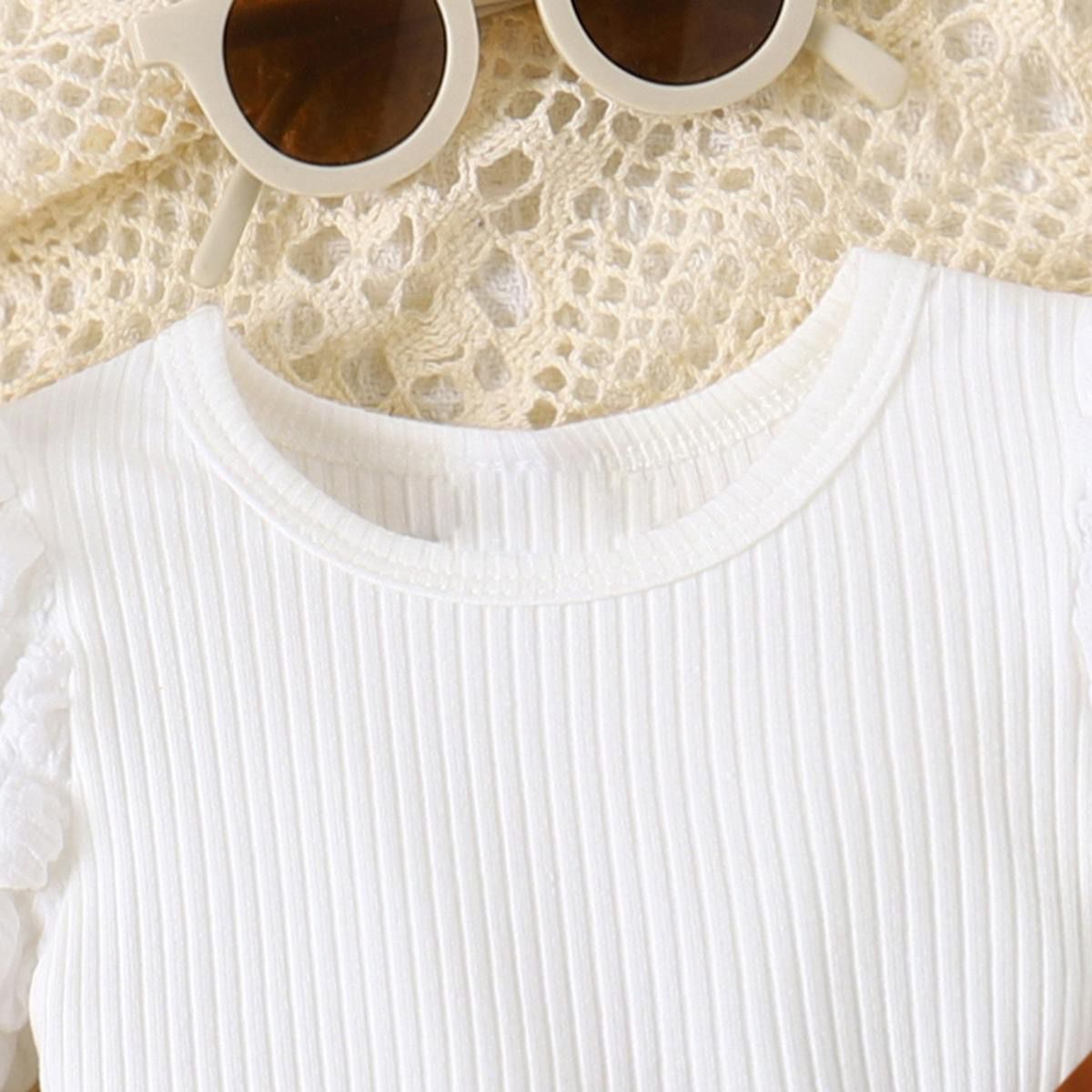 Set of 2pcs puff long sleeve Top + skirt with bow