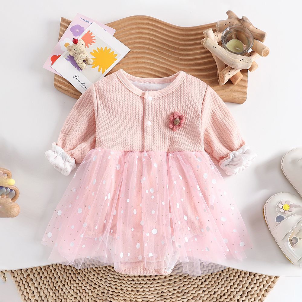 Long sleeve baby romper dress
