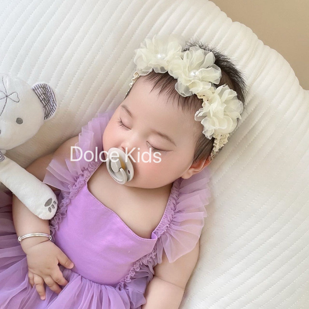 توكة -عصابة رأس مع ٣ زهور 2 لون