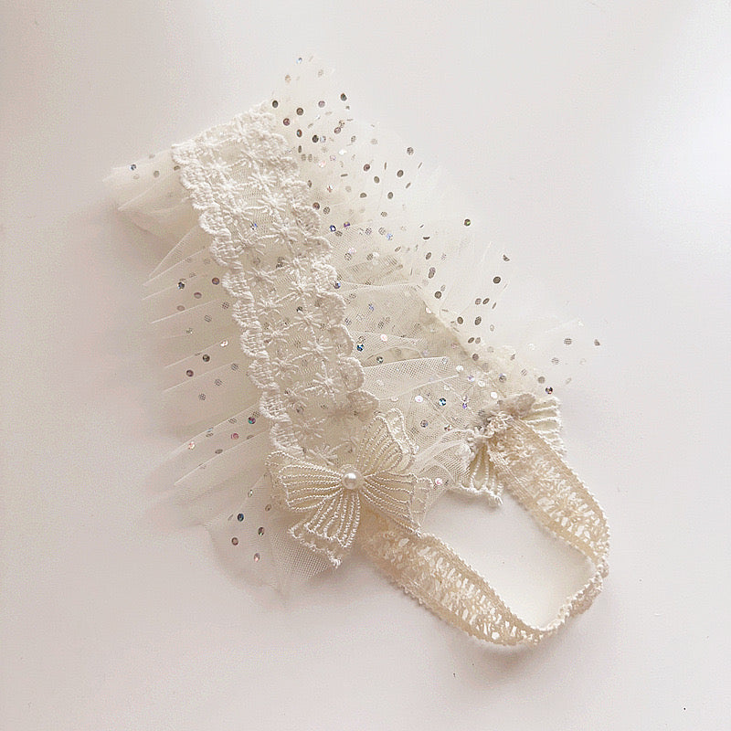 Wide lace headband beige and pink 4 styles