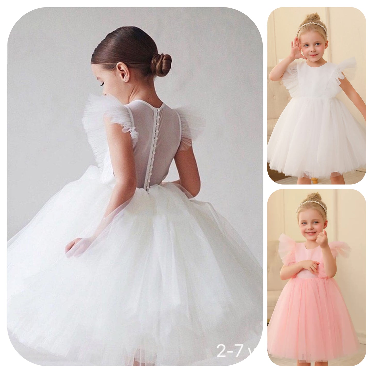 kids elegant princess dress back see through