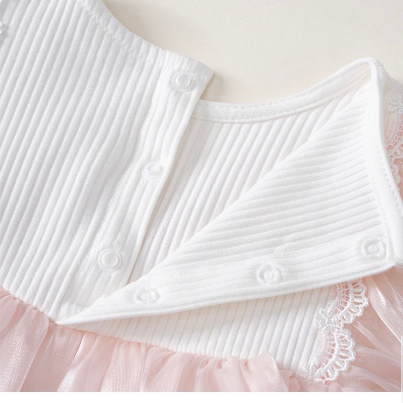 Baby pink long sleeve dress with bow knot + hat
