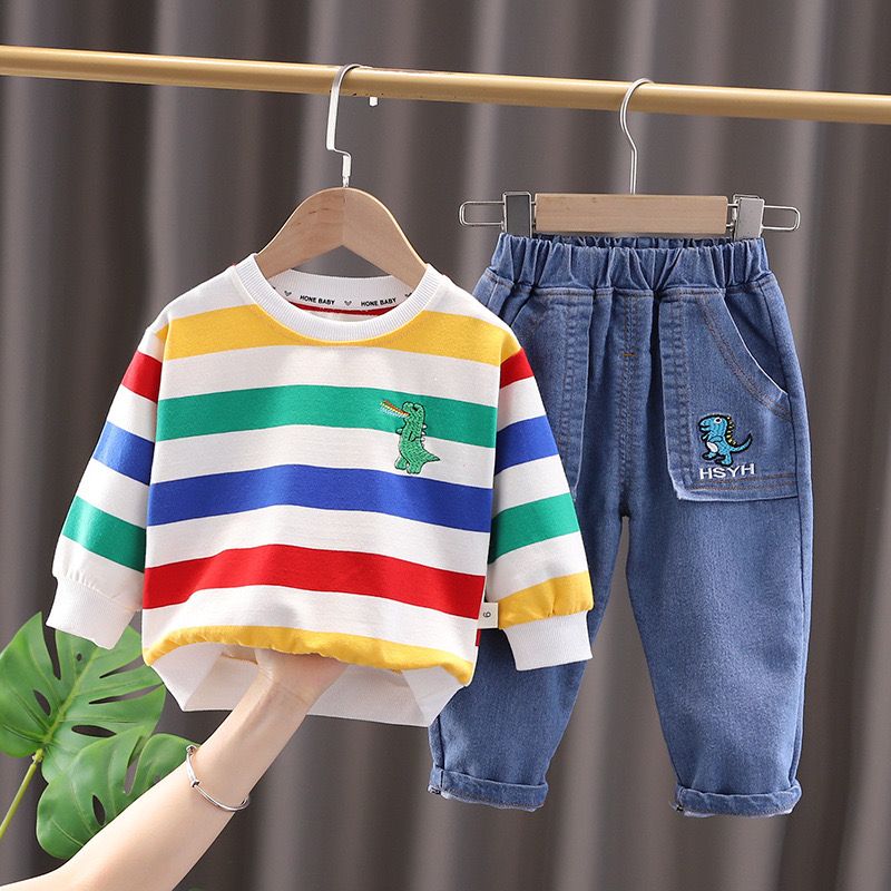 3 piece boys jeans + long sleeve t shirt+ bag