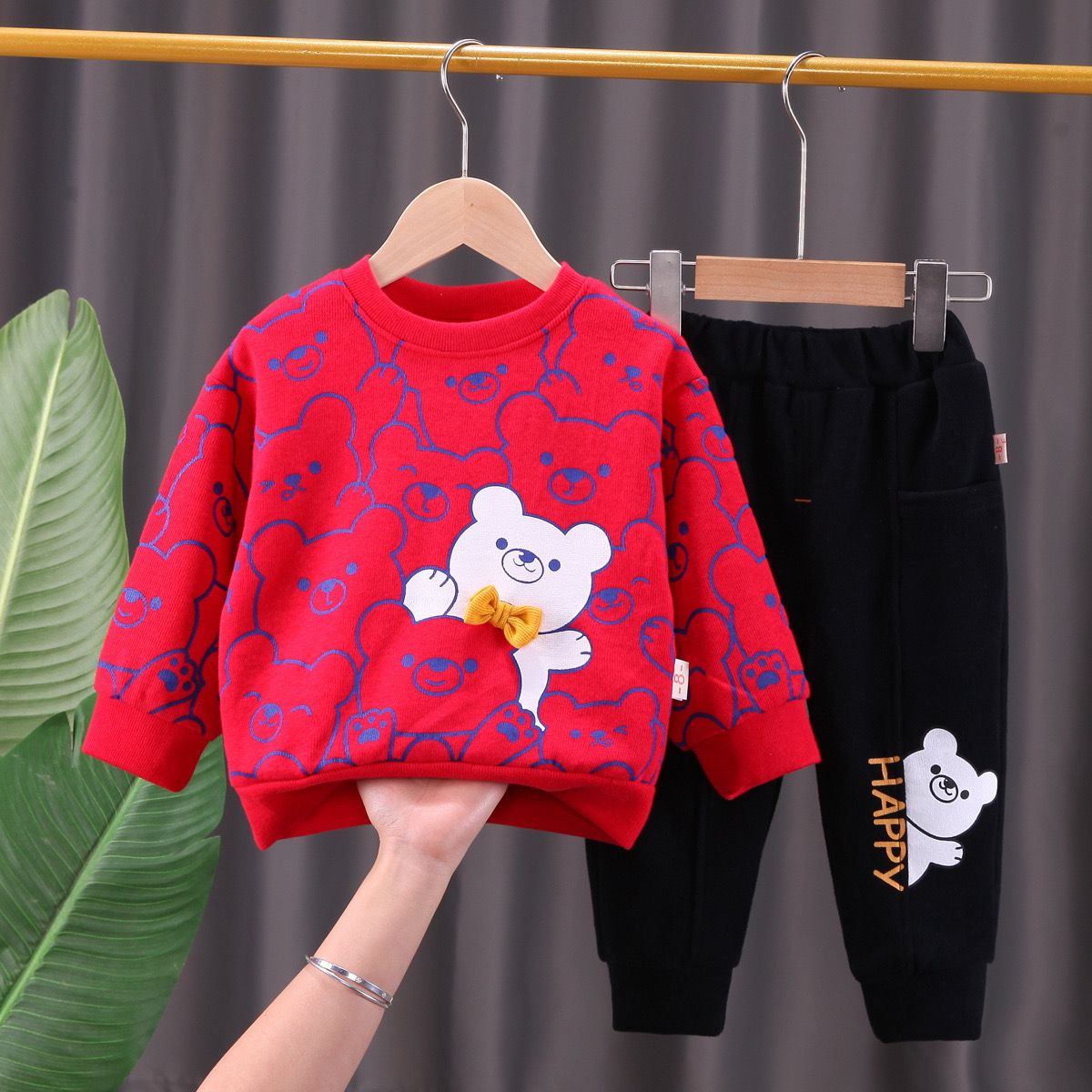 2 pcs printed bear set