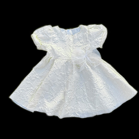 Off White half sleeve dress with bow knot