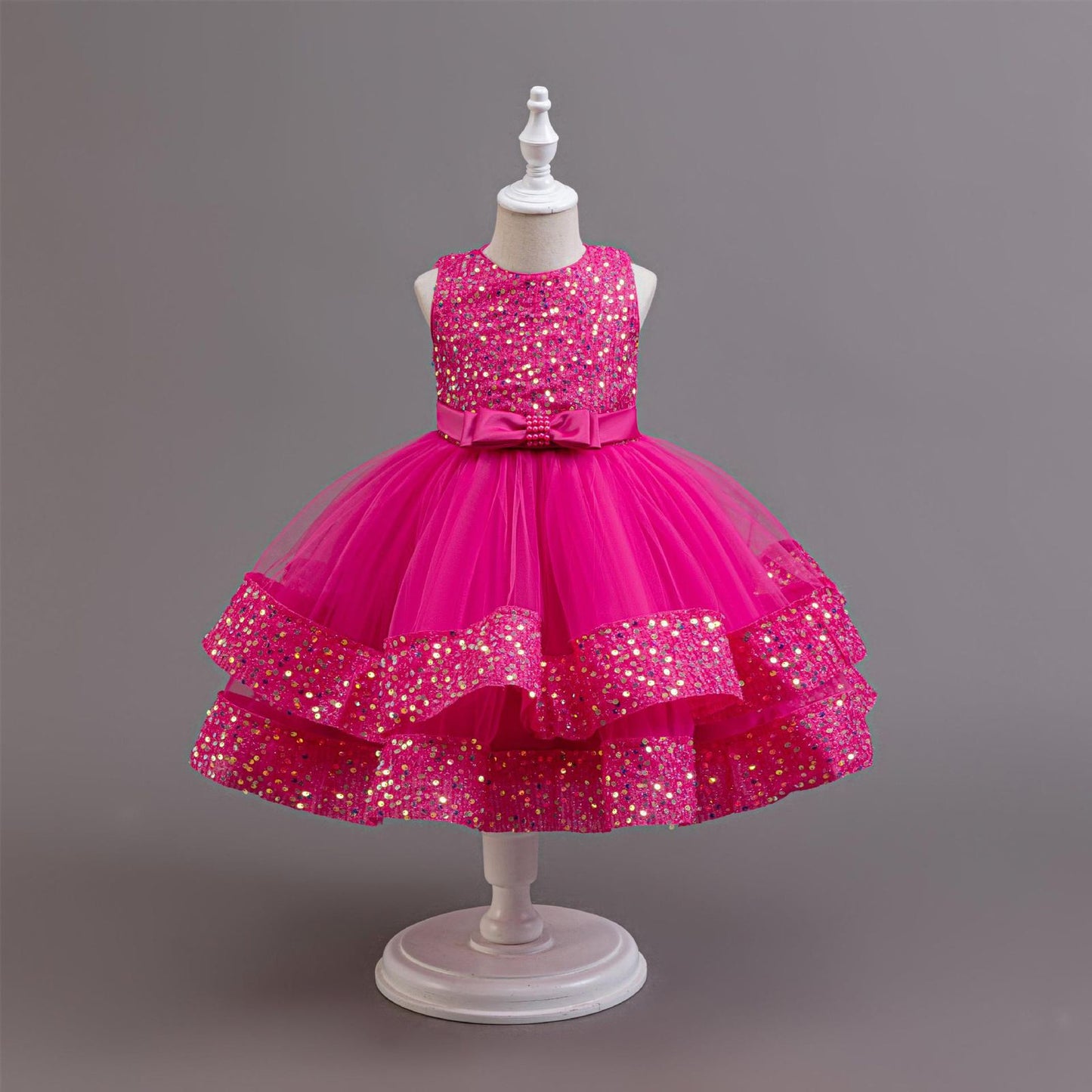 Girl princess dress with bow knot 3 color