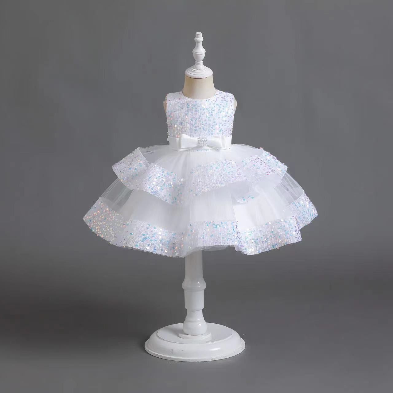 Girl princess dress with bow knot 3 color
