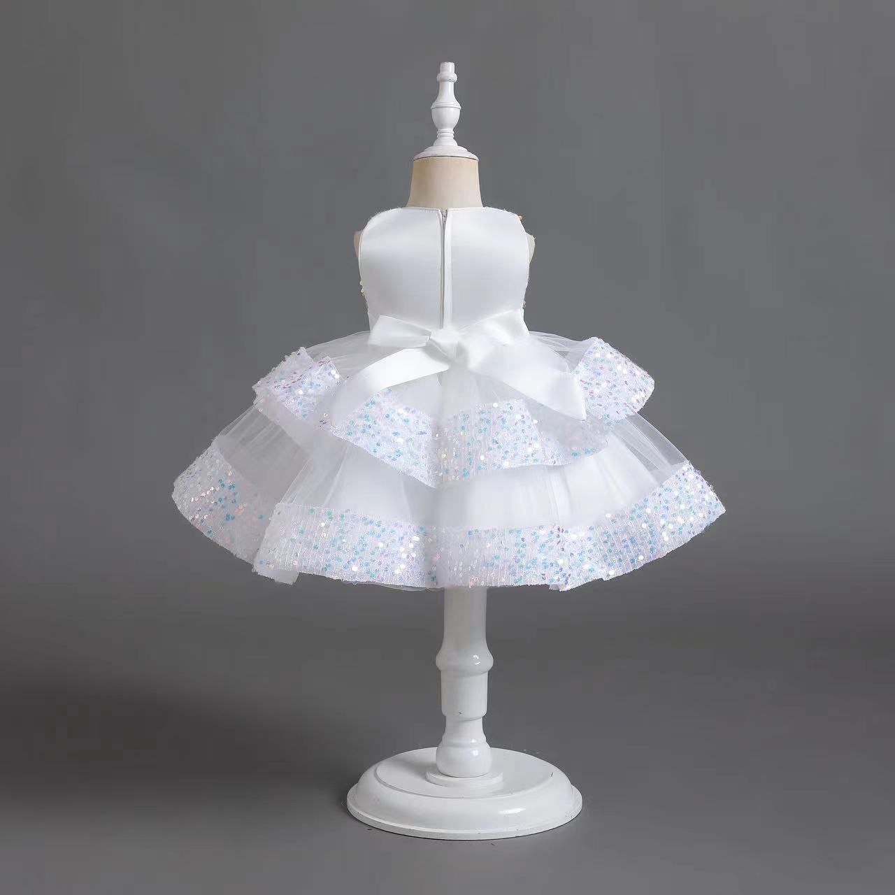 Girl princess dress with bow knot 3 color