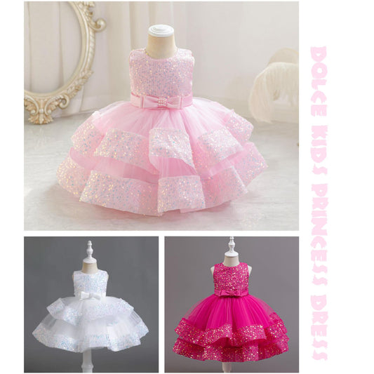 Girl princess dress with bow knot 3 color