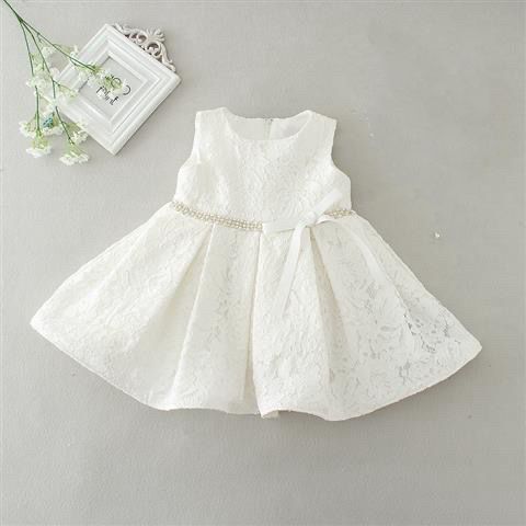set of 2pcs White dress with big removable bow at back and silver line at waist + hat