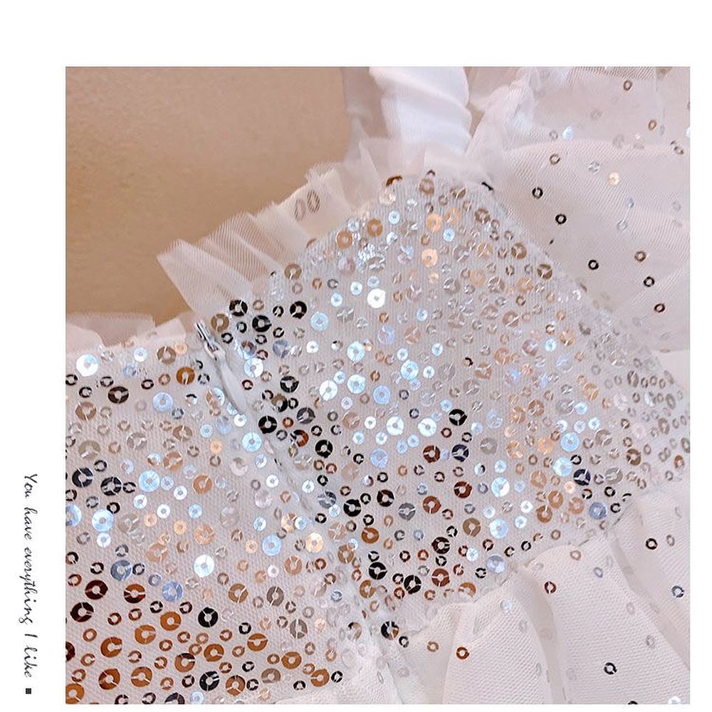 Bling bling white princess dress