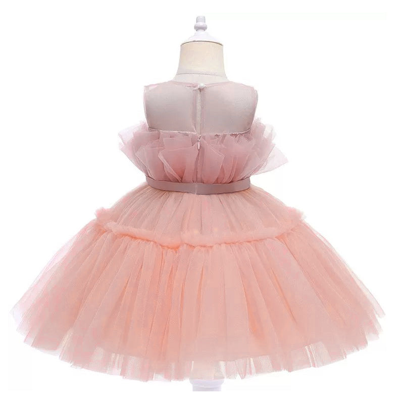 Princess tulle dress bow at waist dual color