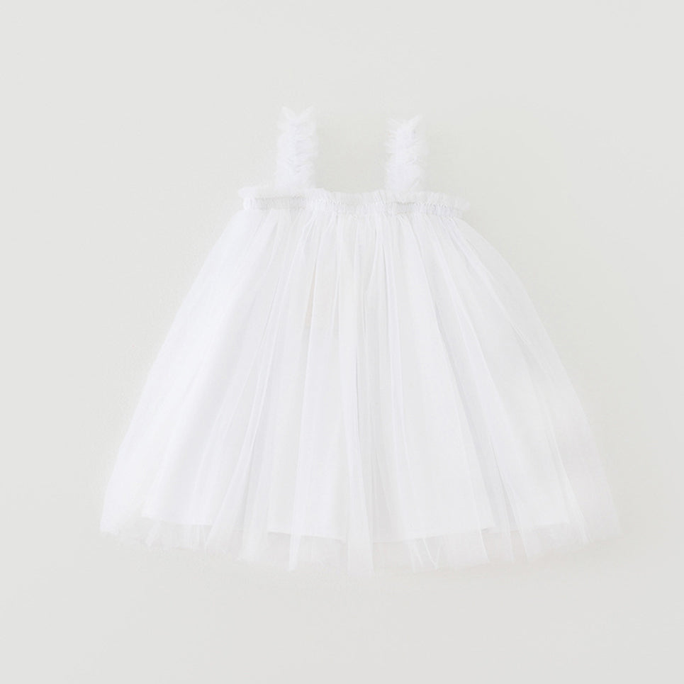 فستان توتو متعدد الطبقات من التول للفتيات الصغيرات لون أبيض
