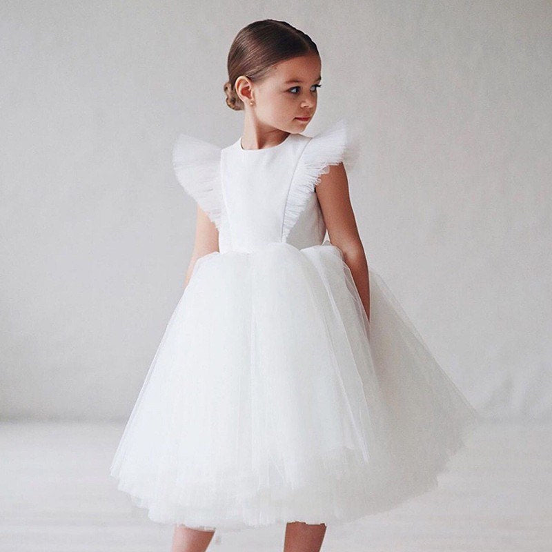 kids elegant princess dress back see through