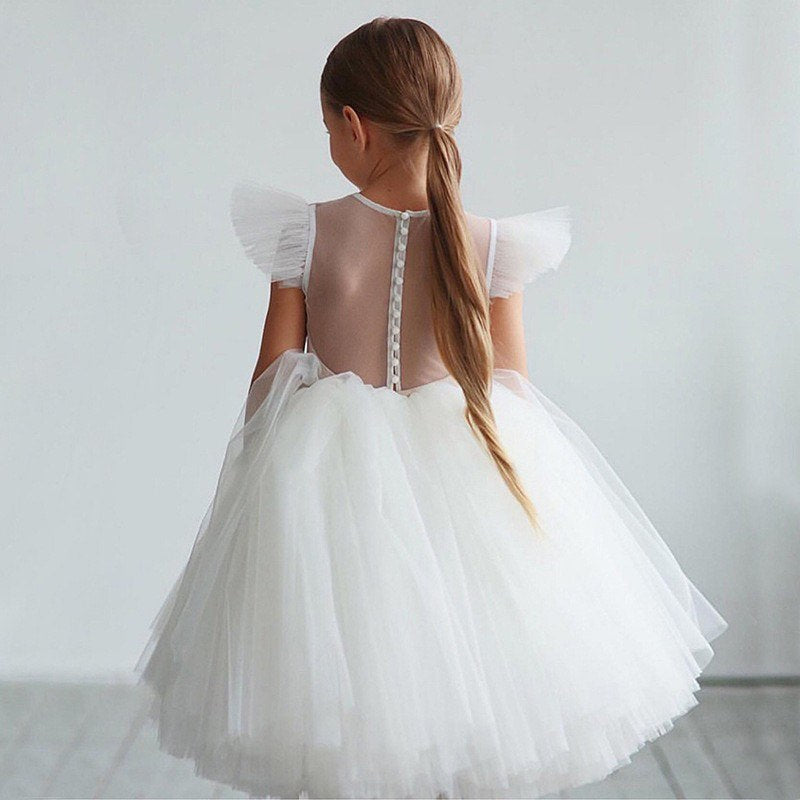 kids elegant princess dress back see through