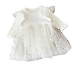 Long  sleeve girl dress with golden stars 2 color