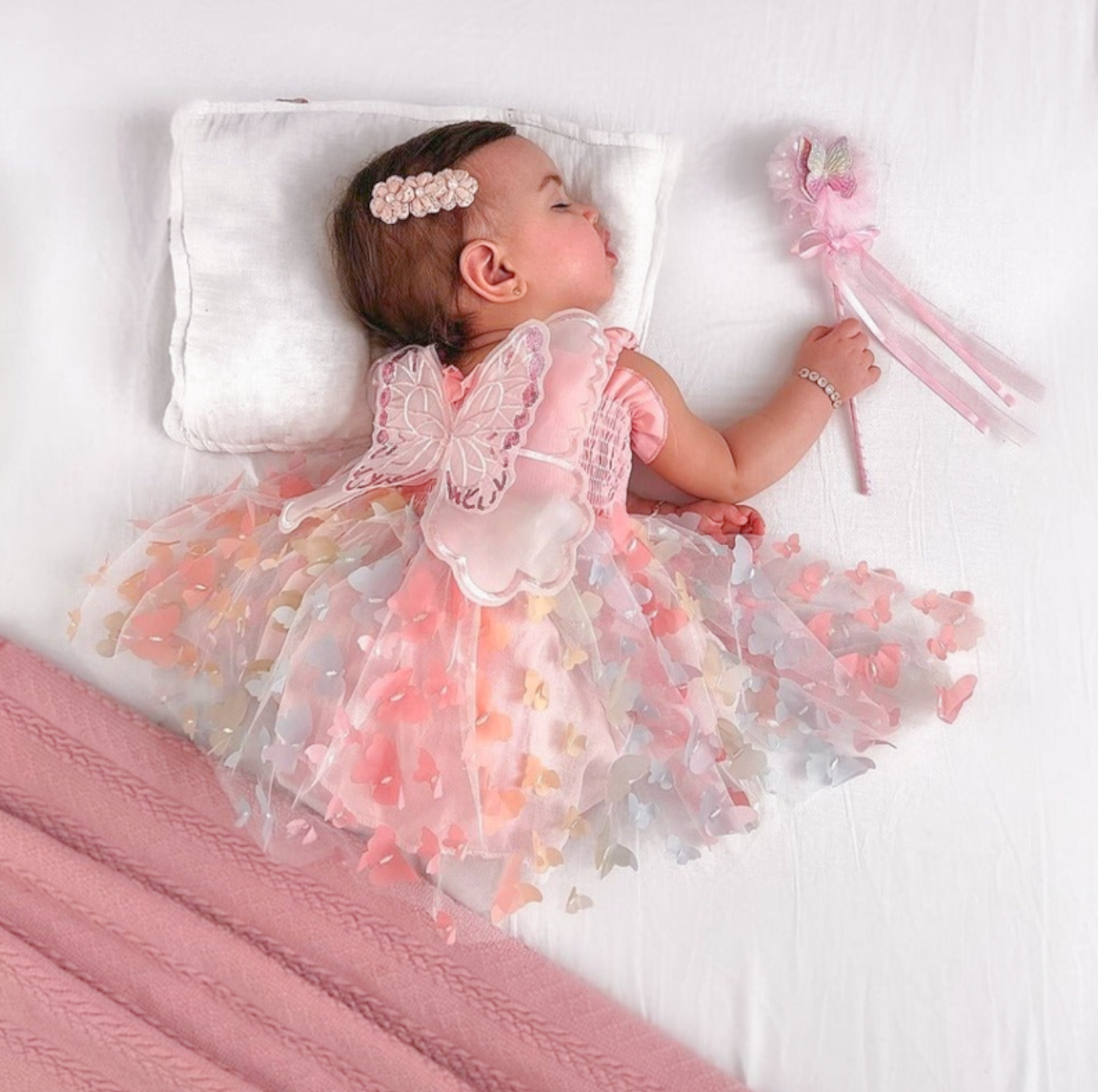 3D butterfly baby dress rainbow