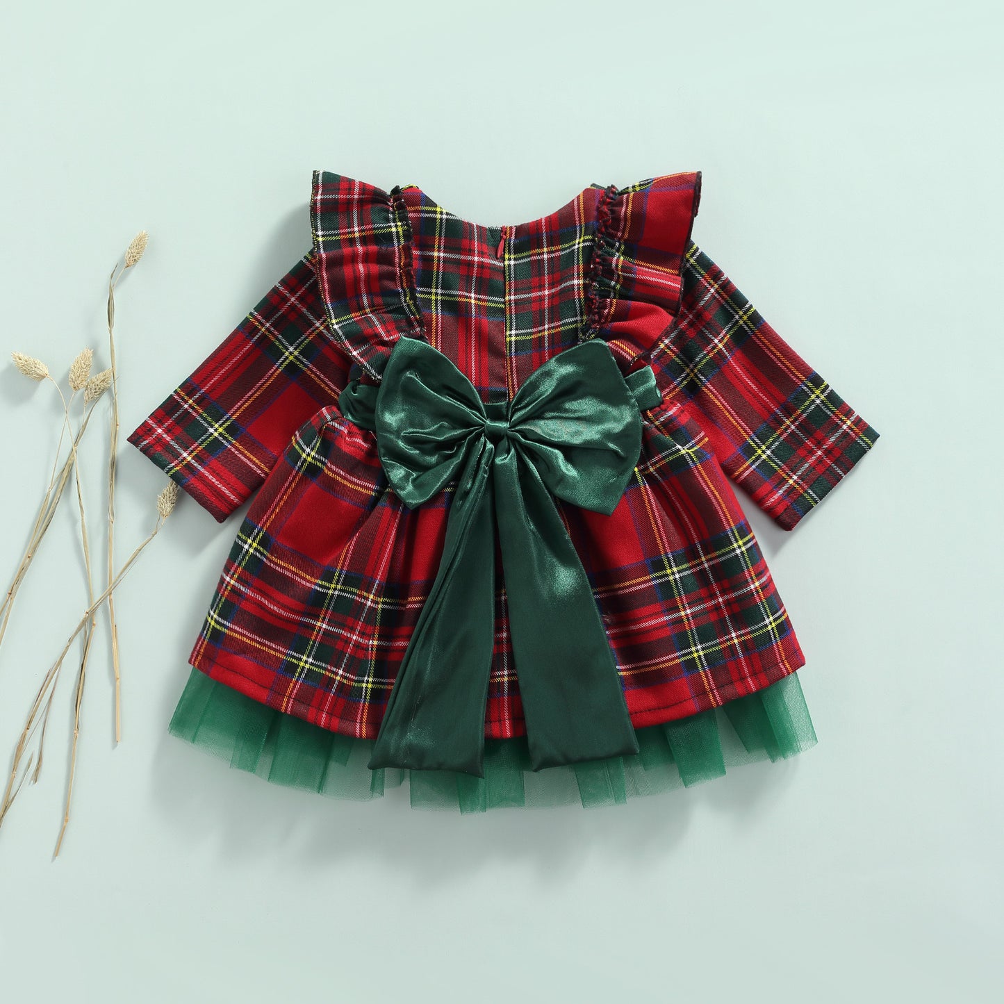 Princess vintage dress with green bow knot