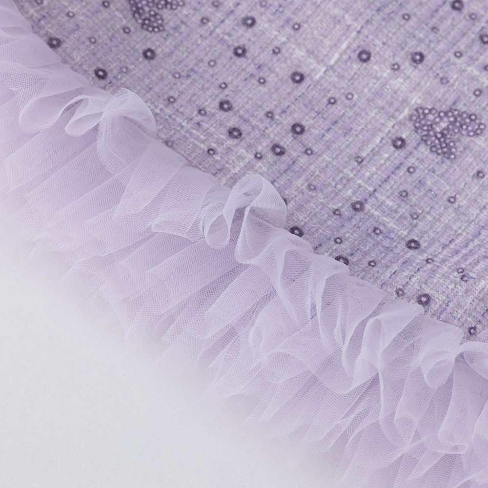 Long sleeve dress with multi-layered tulle skirt hem and big bow at chest 2 color