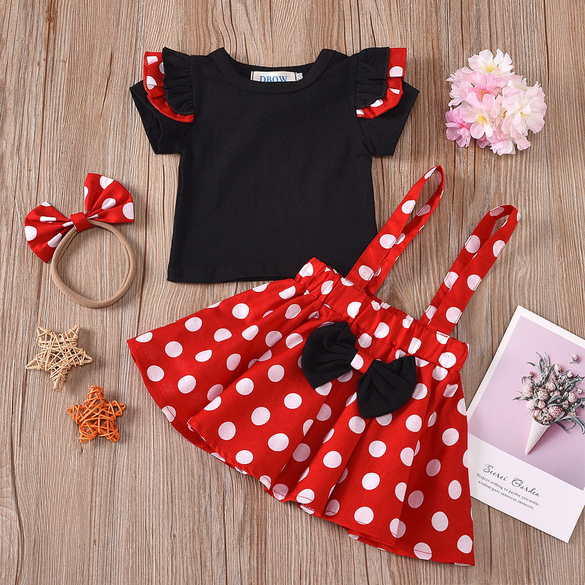 Minnie mouse 3 piece set Top + skirt + headband