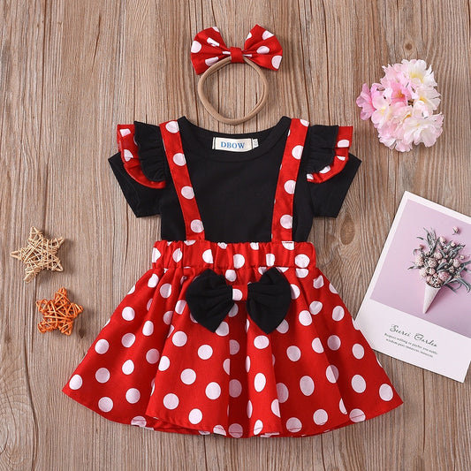 Minnie mouse 3 piece set Top + skirt + headband