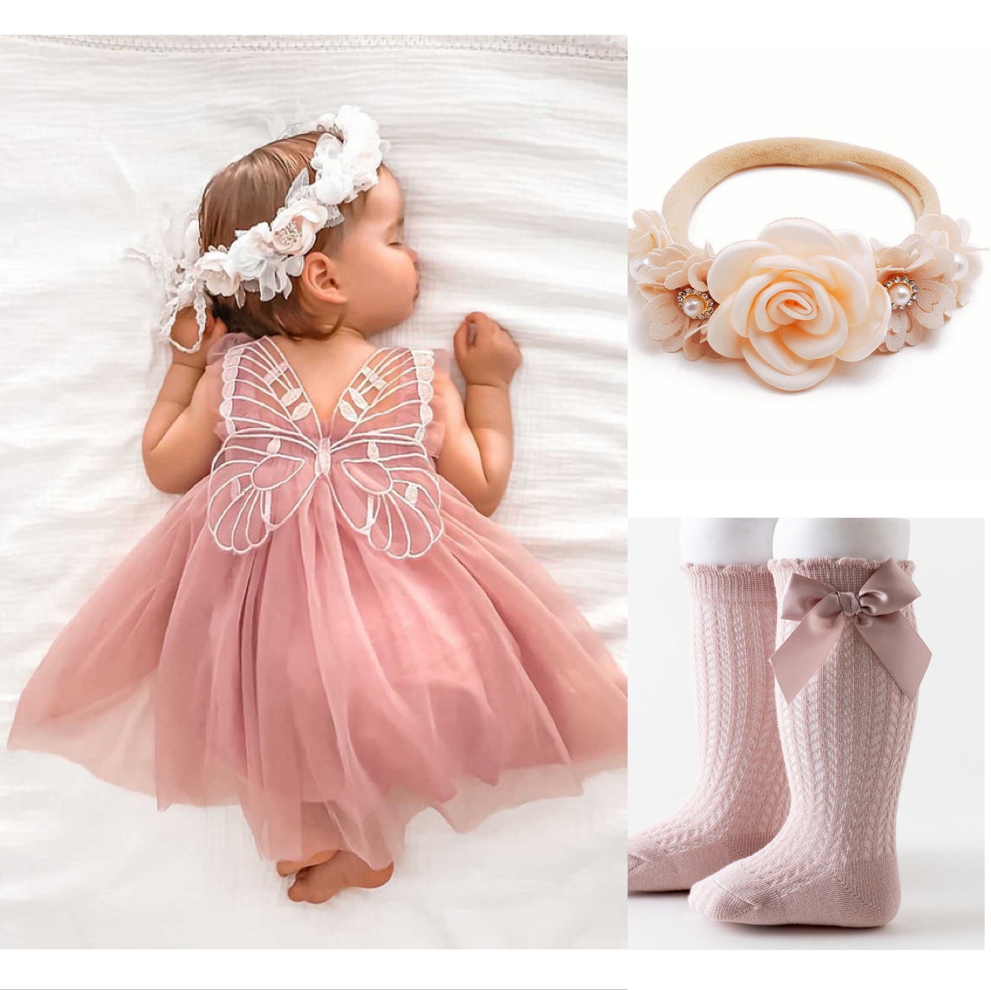 Butterfly Multi layered Tutu dress dusty rose