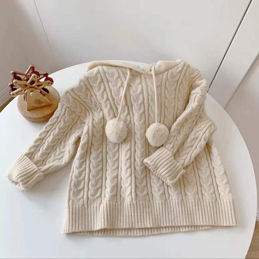 long sleeve wool knitted sweater Beige 1-2 year only