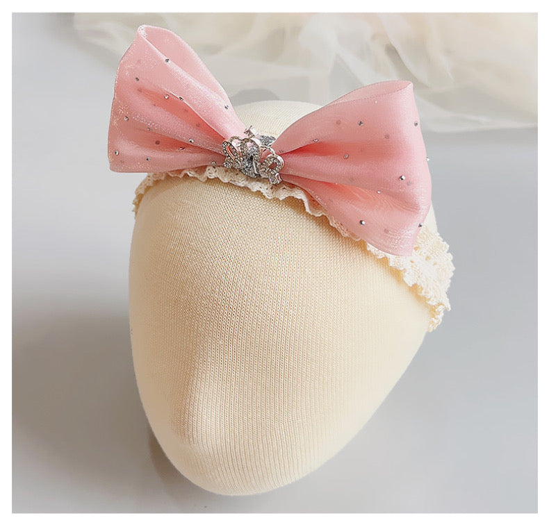 Headband with bow knot and crown 2 color