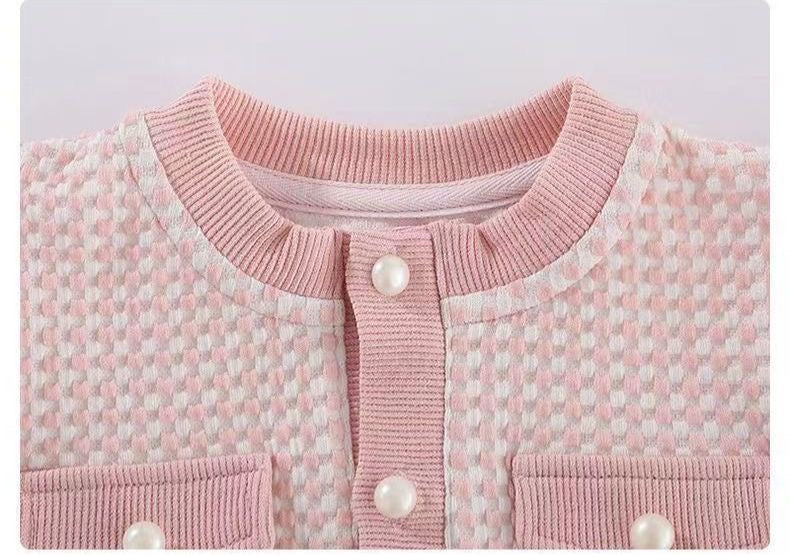 2pcs set waffle long sleeve jacket + dress .