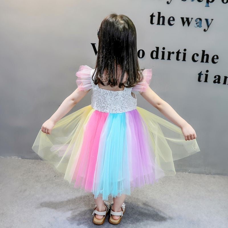 Rainbow unicorn mesh dress