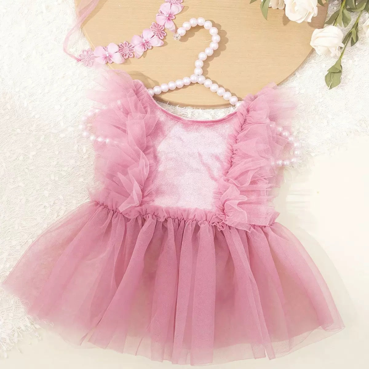 Butterfly  tulle dress + headband for new born 0-1 month