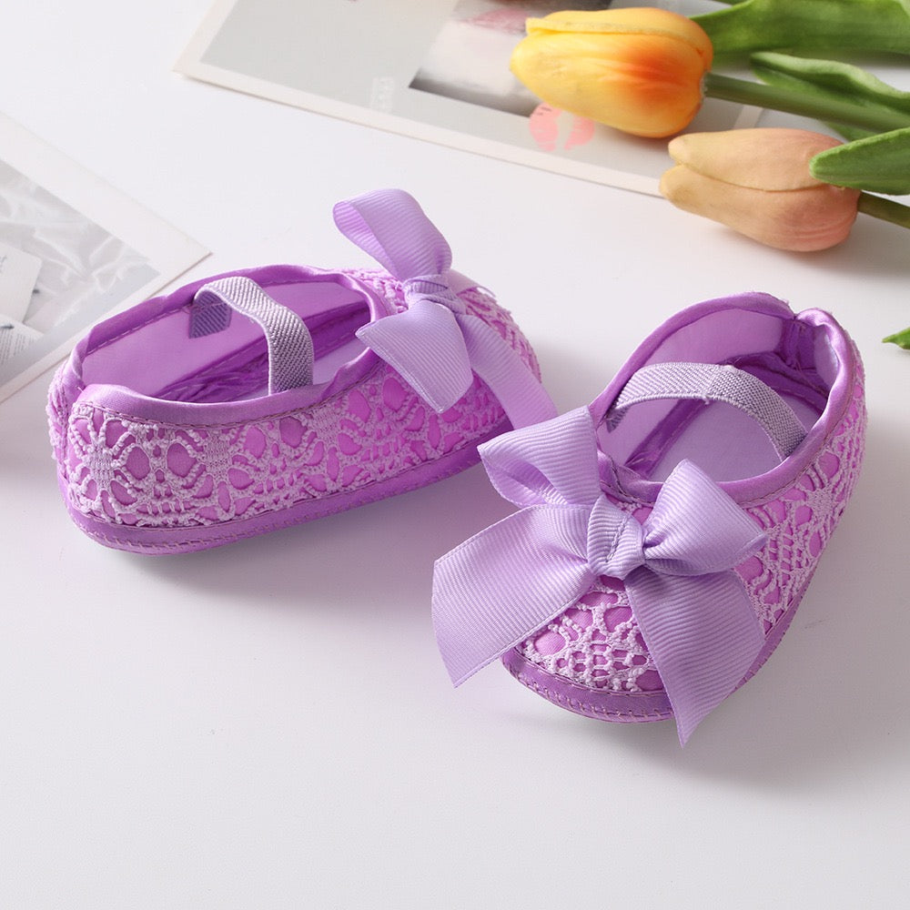 baby pre-walker shoes with bow knots 0-12 month purple