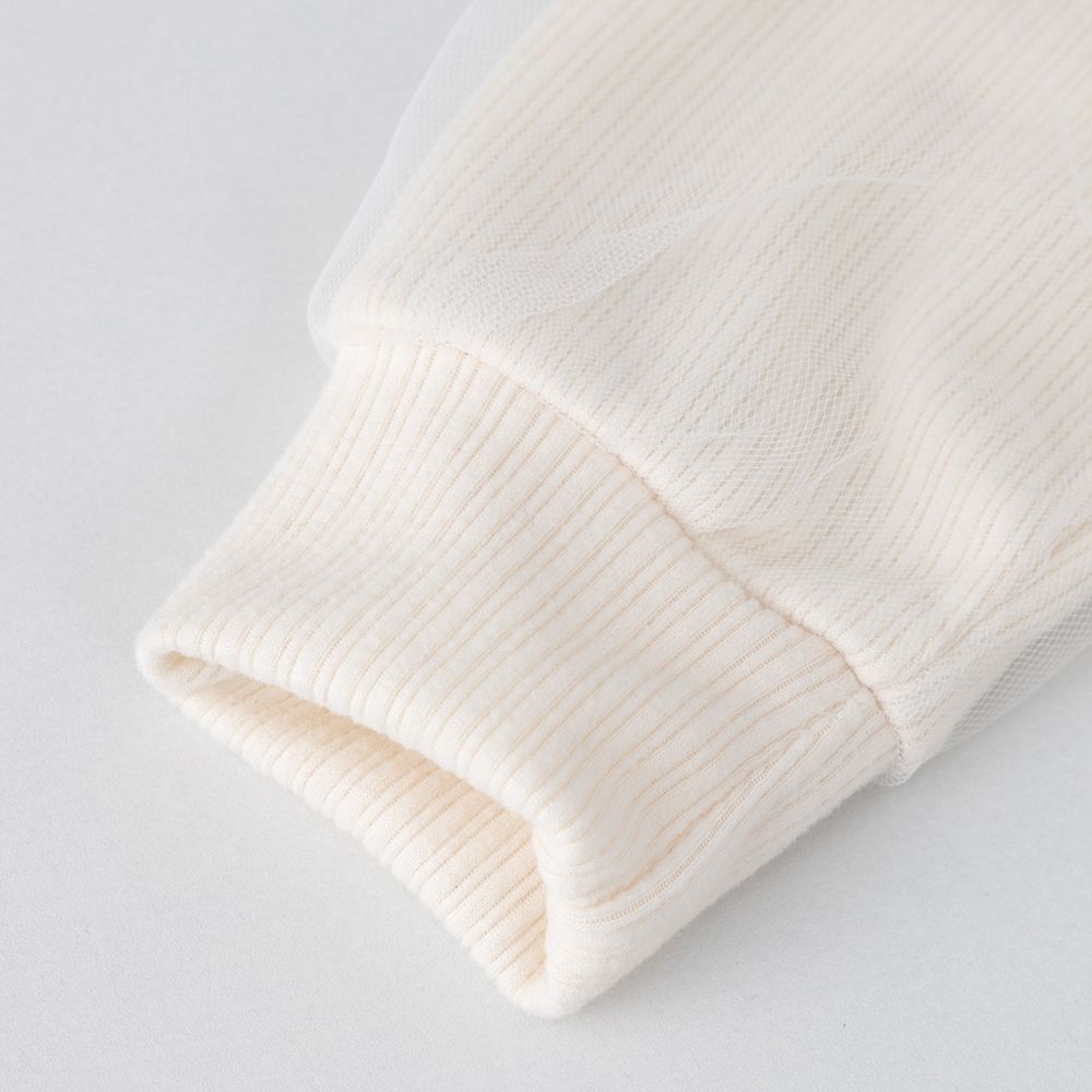 Long sleeve dress with multi-layered tulle skirt hem and big bow at chest 2 color