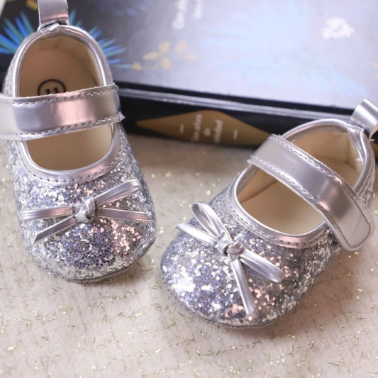 Baby pre-walker leather shoes silver