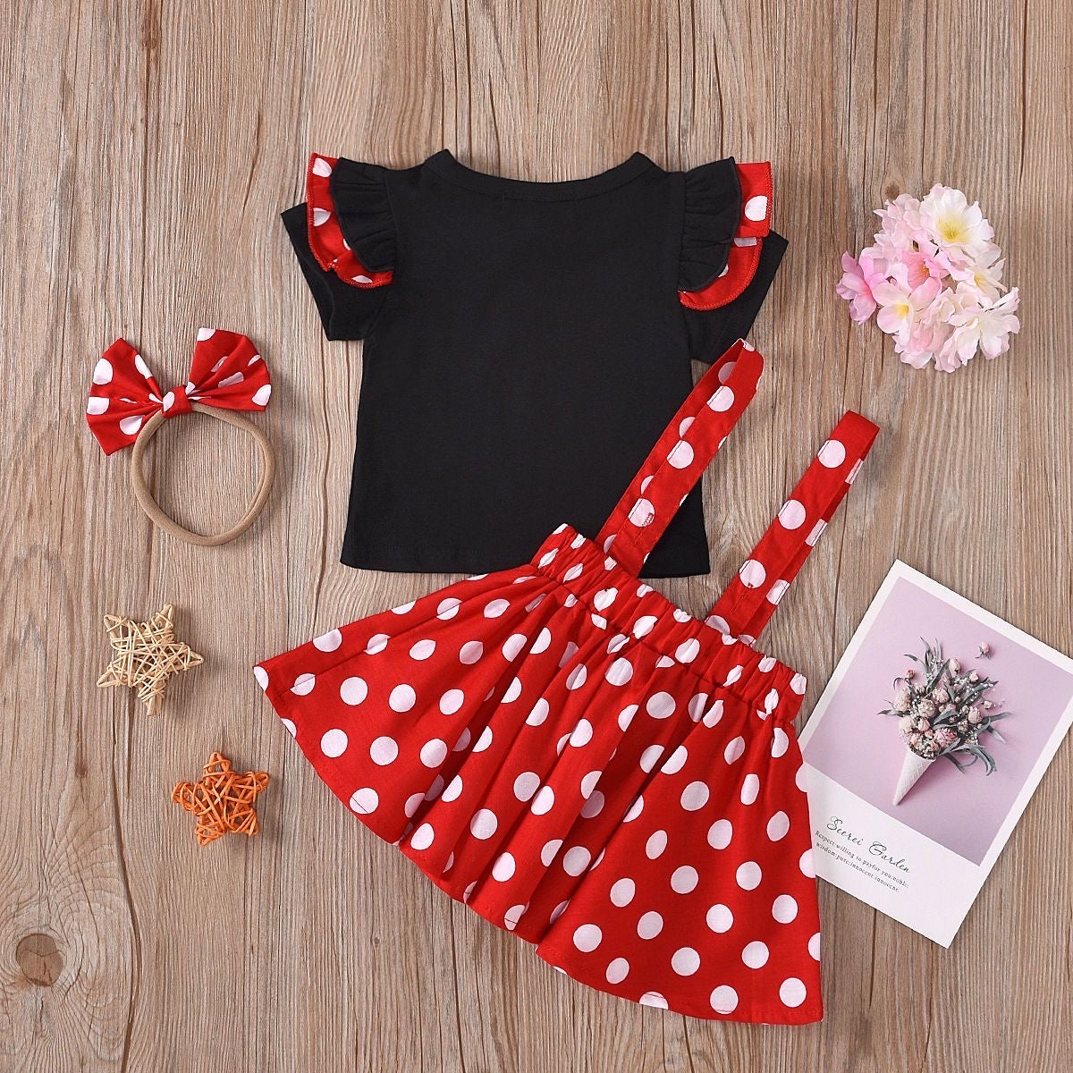 Minnie mouse 3 piece set Top + skirt + headband