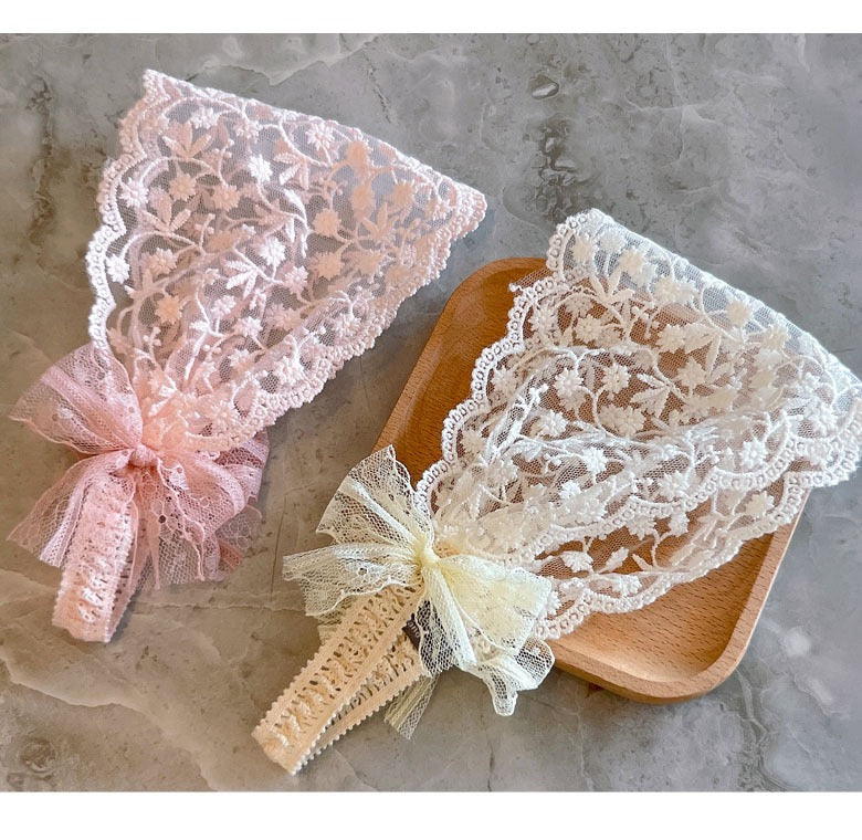 Wide lace headband beige and pink 4 styles