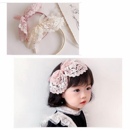 Girl kids Retro lace headband Bow knot 2 color