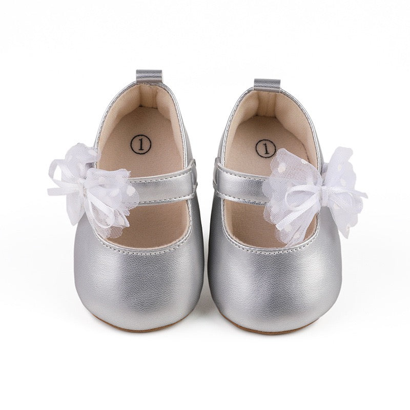 baby learher  pre-walker shoes with flower soft sole 3 color