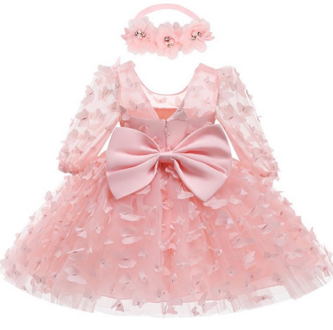 3D butterfly tulle dress with headband