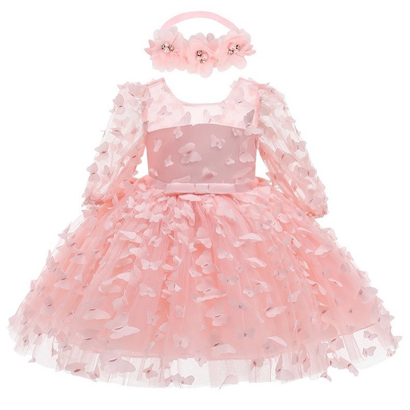 3D butterfly tulle dress with headband