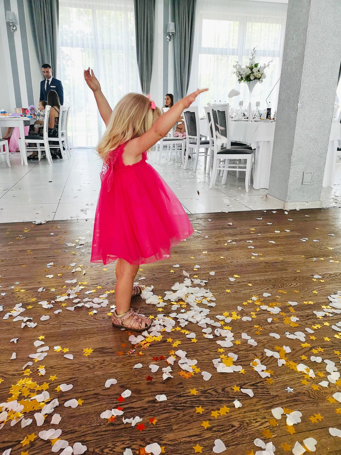 Butterfly Multi layered Tutu dress hot pink