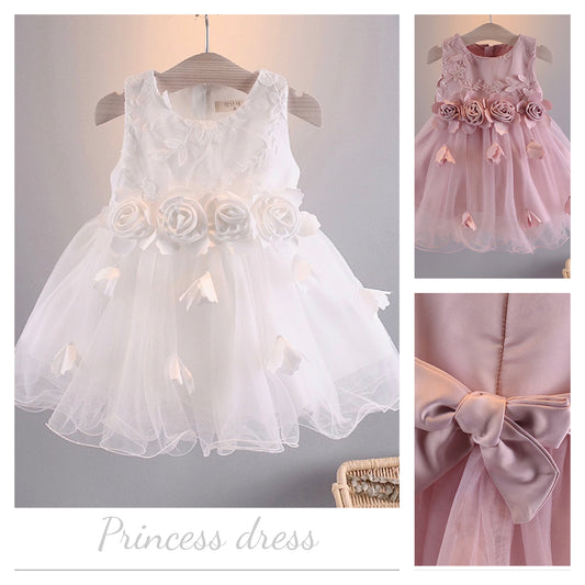 Princess dress with 3D roses 2 color