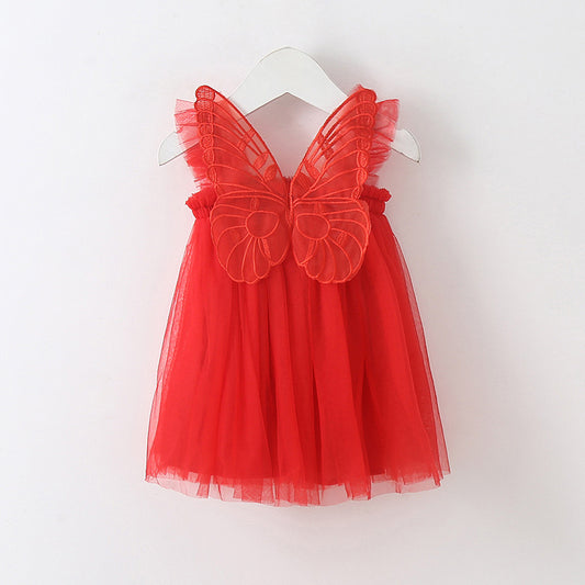 Butterfly Multi layered Tutu dress red