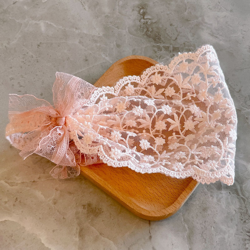 Wide lace headband beige and pink 4 styles